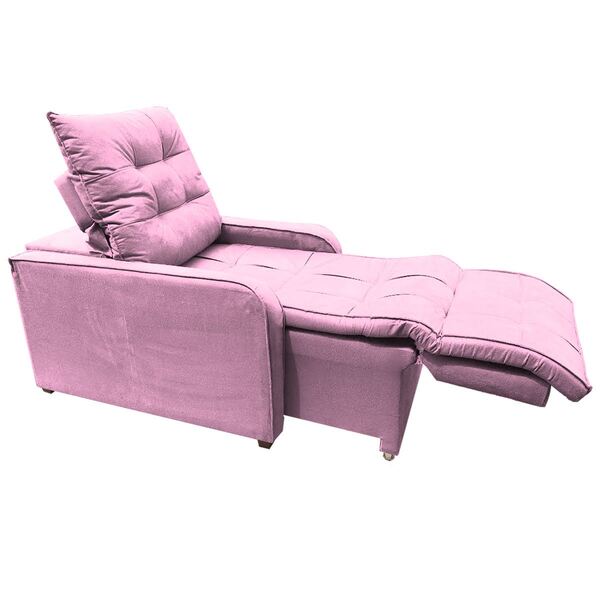 Poltrona Retratil E Reclinavel Com Rodape Regulavel Azera Rosa