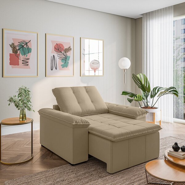 Poltrona Retrátil Palmeira Cabecasa Madeiraoriginals Bege