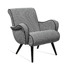 Poltrona Retrô Com Pés Palito Daf Mobiliário - Preto/branco