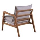 Poltrona Roma Com Braço Madeira Tecido Linho Cinza