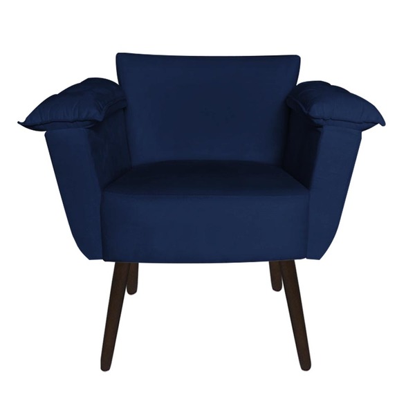 Poltrona Ruby Pés Palito Suede Azul Marinho - D'classe Decor