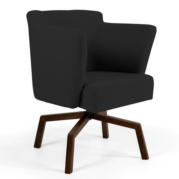 Poltrona Sabrina Base Ka Giratória Imbuia B-300 Veludo Preto