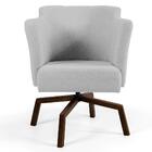 Poltrona Sabrina Imbuia C-315 Linho Cinza Claro