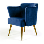 Poltrona Sabrina Veludo Azul Oxford B-304 Pés Palito Metálico