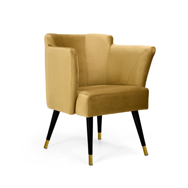 Poltrona Sabrina Veludo Mostarda B-279 Pés Palito Duo - D'ros