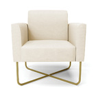 Poltrona Sala  Kit 2 Marisa Aço Industrial X Dourado Linho D0