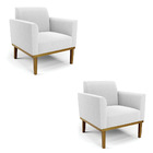 Poltrona Sala Base Madeira Castanho Kit 2 Marisa Bouclê D03 -