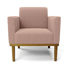 Poltrona Sala Base Madeira Castanho Kit 2 Marisa Bouclê D03 -