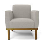 Poltrona Sala Base Madeira Castanho Kit 2 Marisa Bouclê D03 -