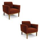 Poltrona Sala Base Madeira Castanho Kit 2 Marisa Bouclê Terra