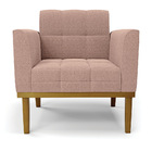 Poltrona Sala Base Madeira Fixa Castanho Elisa Bouclê Rosê D0