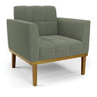 Poltrona Sala Base Madeira Fixa Castanho Kit 2 Elisa Bouclê D