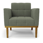 Poltrona Sala Base Madeira Fixa Castanho Kit 2 Elisa Bouclê D