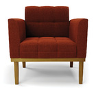 Poltrona Sala Base Madeira Fixa Castanho Kit 2 Elisa Bouclê T