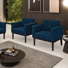 Poltrona Sala Base Madeira Fixa Pto Kit 2 Elisa Bouclê D03 -