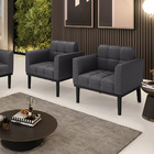 Poltrona Sala Base Madeira Fixa Pto Kit 2 Elisa Bouclê D03 -