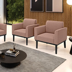 Poltrona Sala Base Madeira Preto Kit 2 Marisa Bouclê D03 - D'