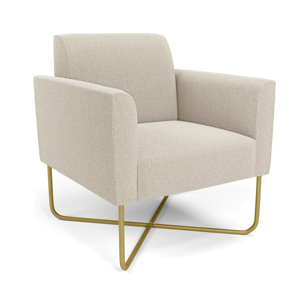 Poltrona Sala Base X Industrial Dourado Marisa Bouclê Bege