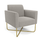 Poltrona Sala Base X Industrial Dourado Marisa Bouclê Cinza