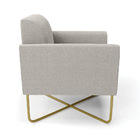 Poltrona Sala Base X Industrial Dourado Marisa Bouclê Cinza