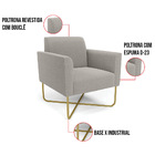 Poltrona Sala Base X Industrial Dourado Marisa Bouclê Cinza