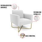 Poltrona Sala Base X Industrial Dourado Marisa Bouclê Off Whi
