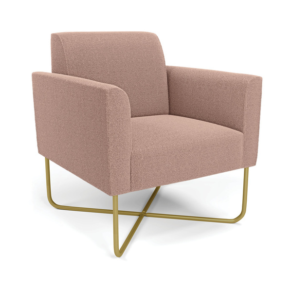 Poltrona Sala Base X Industrial Dourado Marisa Bouclê - Rose