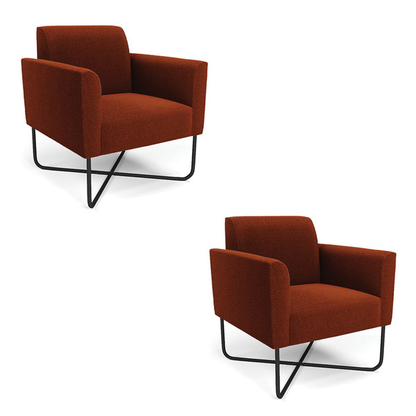 Poltrona Sala Base X Industrial Preto Kit 2 Marisa Bouclê Ter