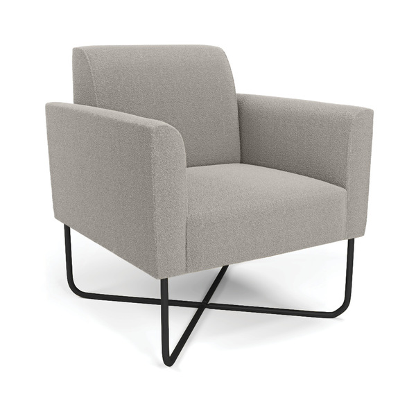 Poltrona Sala Base X Industrial Preto Marisa Bouclê - Cinza