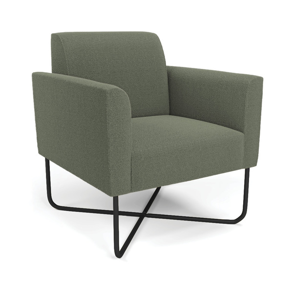 Poltrona Sala Base X Industrial Preto Marisa Bouclê - Pistache