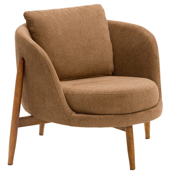 Poltrona Sala De Estar Austin Base Madeira Castanho Linho Bou