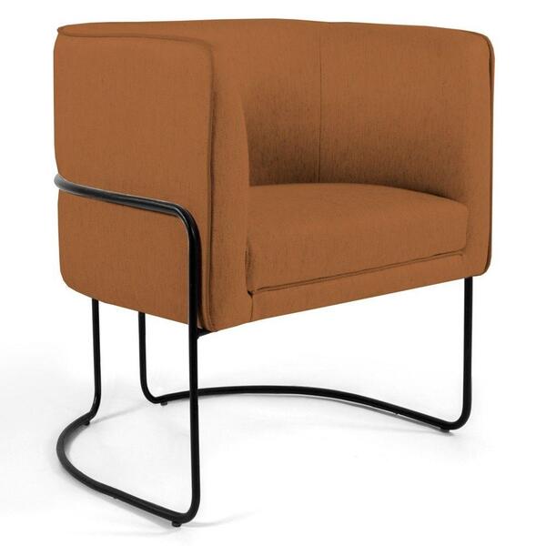 Poltrona Sala De Estar Base Aço Betina Veludo Telha Domi