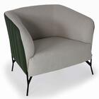 Poltrona Sala De Estar Base Aço Grécia Linho Oliva Domi