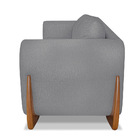 Poltrona Sala De Estar Base De Madeira Clarissa Linho Cinza S