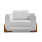 Poltrona Sala De Estar Base De Madeira Clarissa Linho Grigio