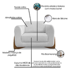 Poltrona Sala De Estar Base De Madeira Clarissa Linho S04 - D