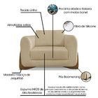 Poltrona Sala De Estar Base De Madeira Clarissa Linho S04 - D