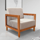 Poltrona Sala De Estar Base De Madeira Mariana Linho Areia S0