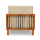 Poltrona Sala De Estar Base De Madeira Mariana Linho Dourado