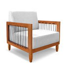 Poltrona Sala De Estar Base De Madeira Mariana Linho Grigio S