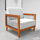 Poltrona Sala De Estar Base De Madeira Mariana Linho Grigio S