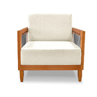 Poltrona Sala De Estar Base De Madeira Mariana Linho Natural