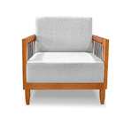 Poltrona Sala De Estar Base De Madeira Mariana Linho S04 - D'