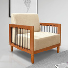 Poltrona Sala De Estar Base De Madeira Mariana Linho S04 - D'