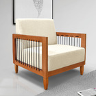 Poltrona Sala De Estar Base De Madeira Mariana Linho S04 - D'