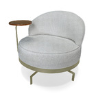 Poltrona Sala De Estar Base Giratória Dourada Aura Bouclê Cin