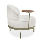 Poltrona Sala De Estar Base Giratória Dourada Aura Bouclê Off