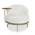 Poltrona Sala De Estar Base Giratória Dourada Aura Bouclê Off