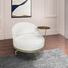 Poltrona Sala De Estar Base Giratória Dourada Aura Bouclê Off