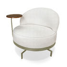 Poltrona Sala De Estar Base Giratória Dourada Aura Bouclê Off